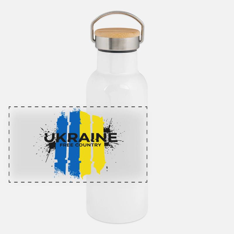 L’Ukraine Pays Libre Drapeau Art Gourde isotherme avec bouchon en bambou