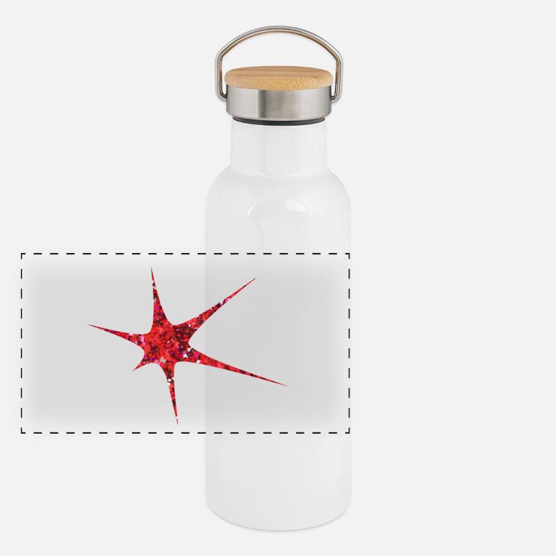 Red Glitter Starburst Sparkle Panoramic Thermal Bottle with Bamboo Lid