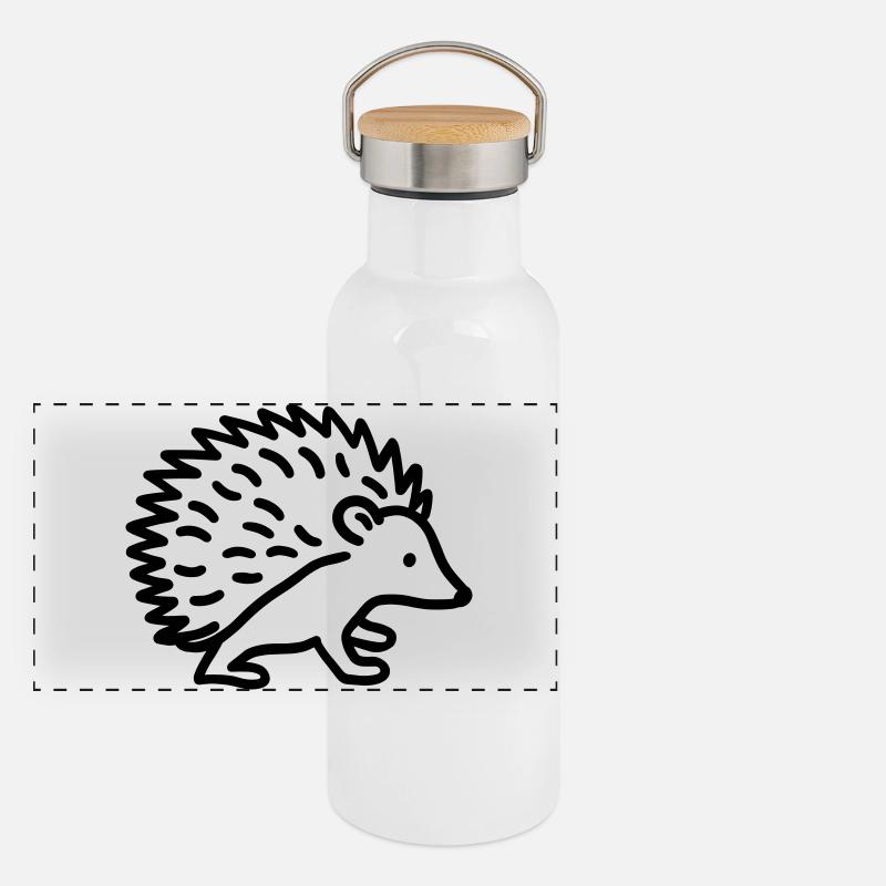 Stachelschwein Panorama Thermosflasche mit Bambusdeckel
