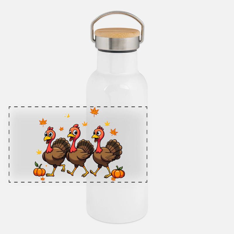 Bébé dinde de Thanksgiving Gourde isotherme avec bouchon en bambou