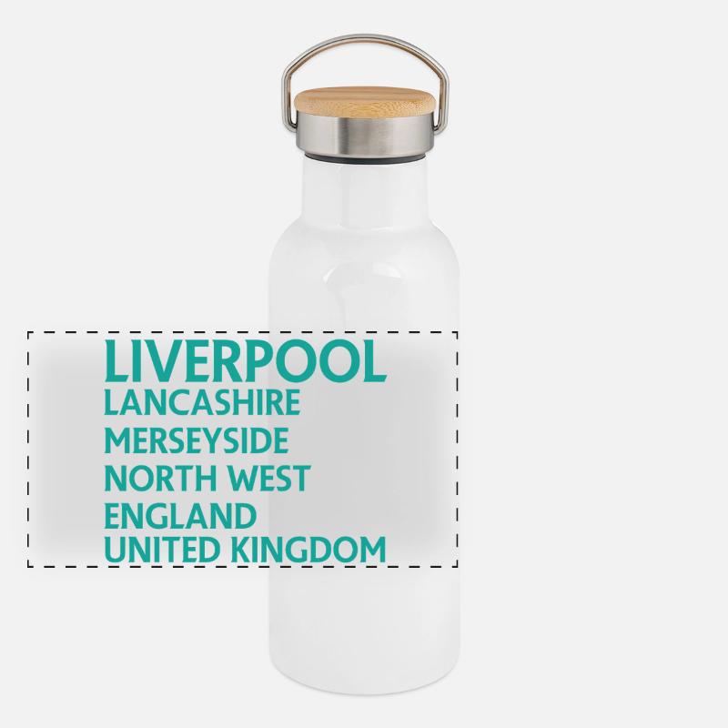 Liverpool – Angleterre Conception des paroles Gourde isotherme avec bouchon en bambou
