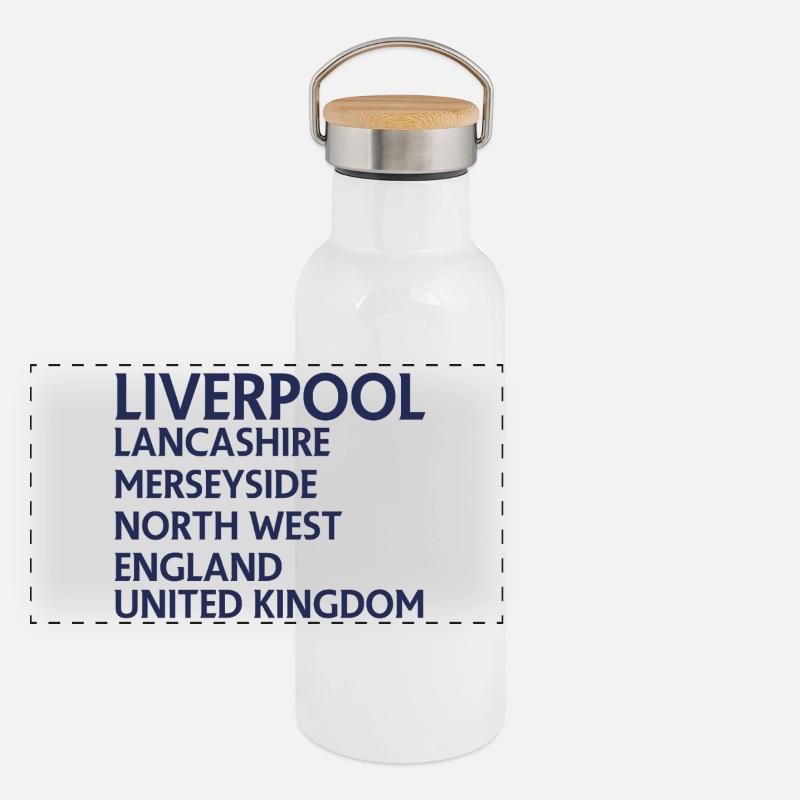 Liverpool – England Textdesign Panorama Thermosflasche mit Bambusdeckel