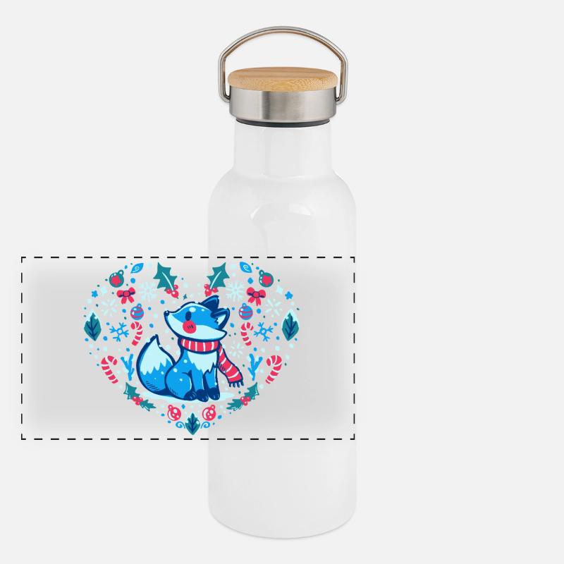 Herz des Winters Panorama Thermosflasche mit Bambusdeckel