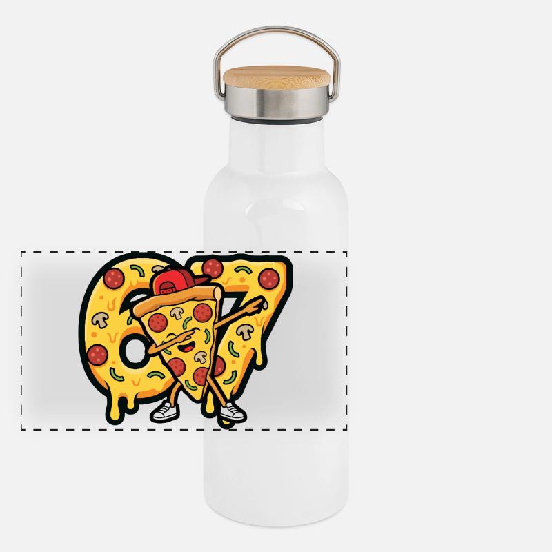 Pizza Dabbing 67 Slice Hugger Panorama Thermosflasche mit Bambusdeckel