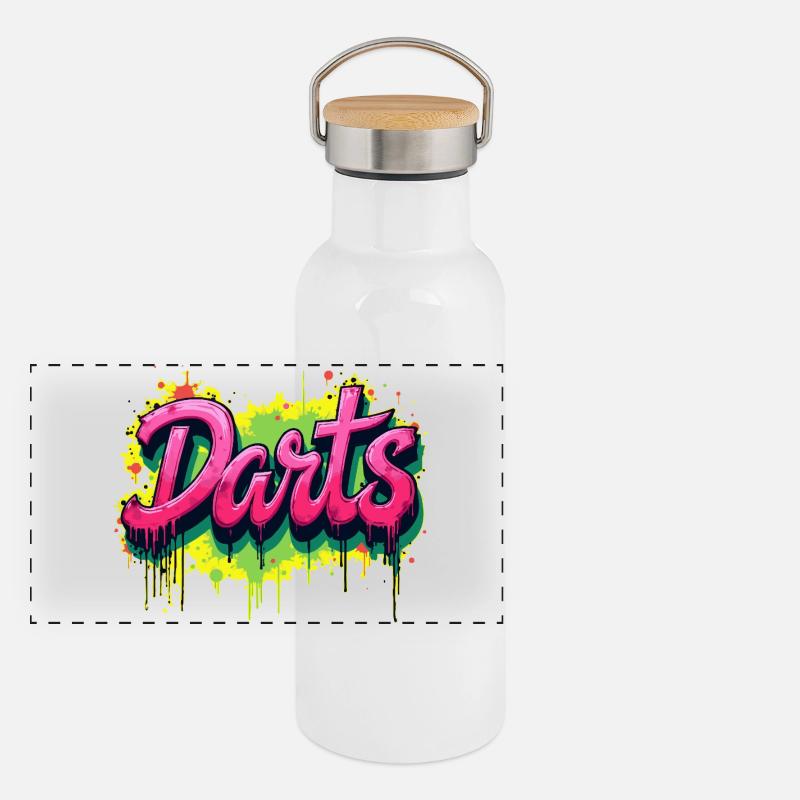 Dart,Darts Graffiti Panorama Thermosflasche mit Bambusdeckel