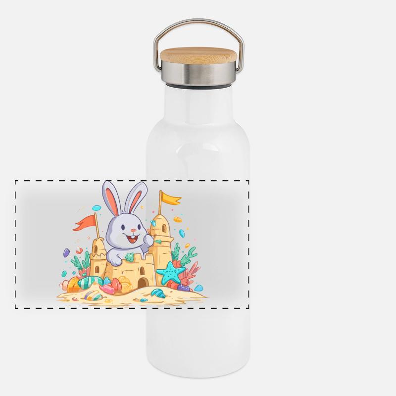 Un lapin d’été dans la basse à sable Gourde isotherme avec bouchon en bambou