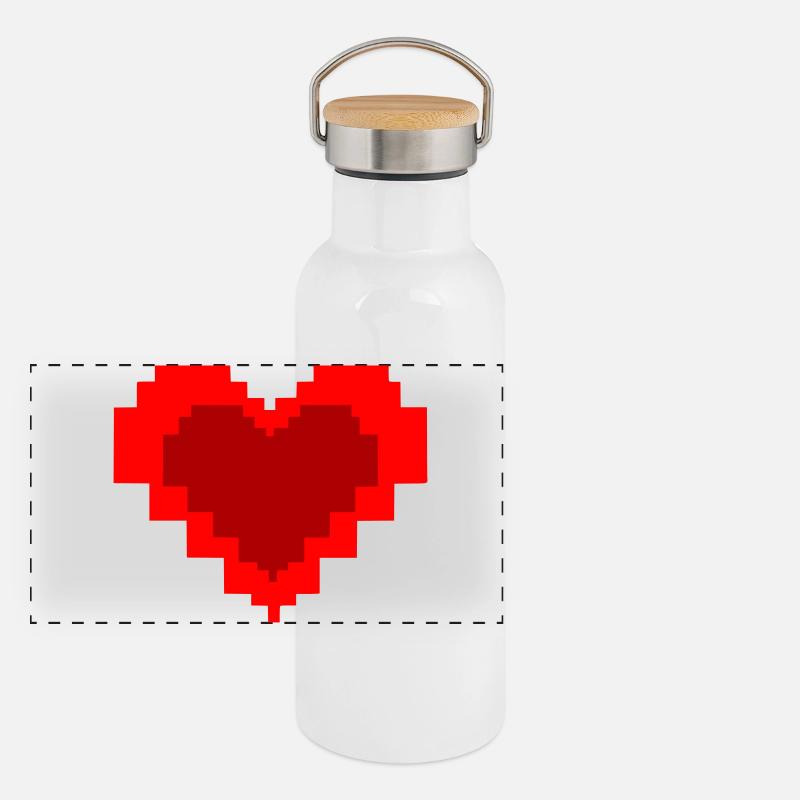 Pixel Heart 8-Bit Graphics Panoramic Thermal Bottle with Bamboo Lid