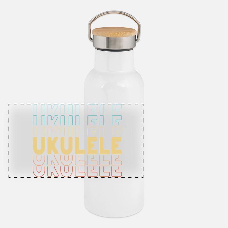 Typographie du ukulélé Gourde isotherme avec bouchon en bambou