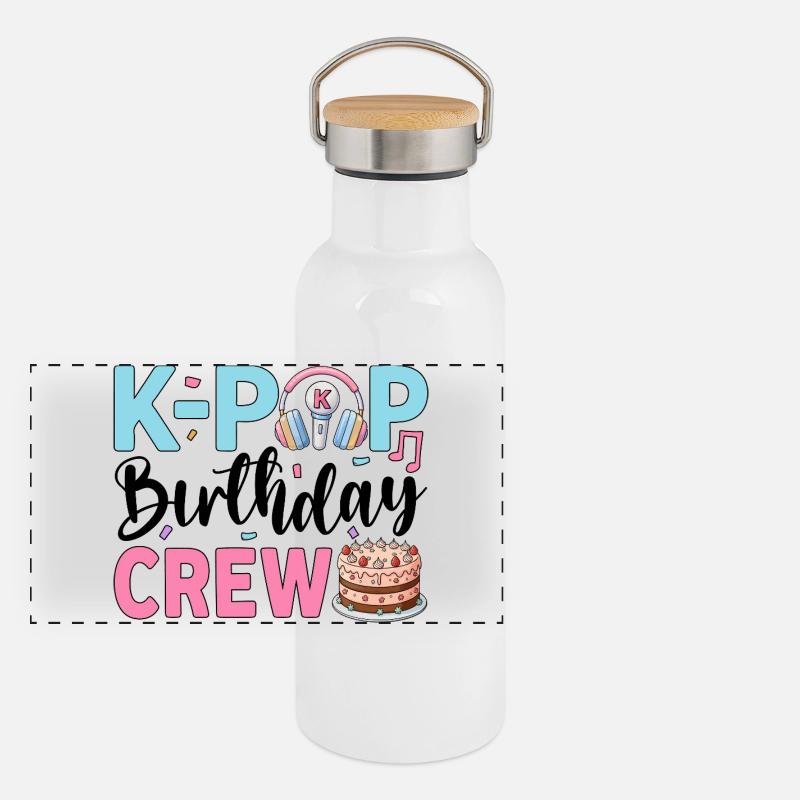 Équipe d’anniversaire K-Pop Gourde isotherme avec bouchon en bambou