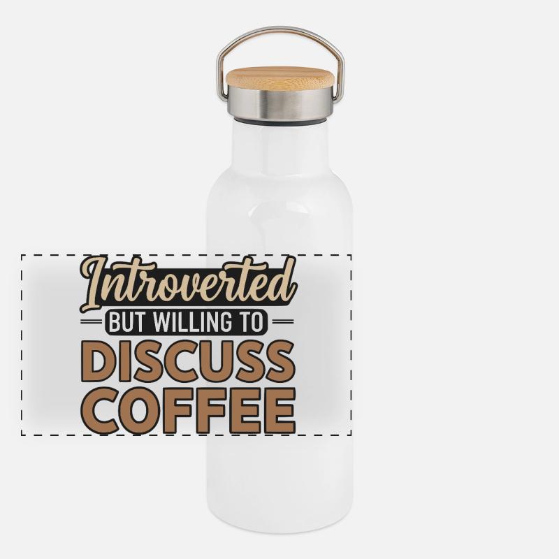 Introvertiert, aber bereit, über Kaffee zu sprechen Panorama Thermosflasche mit Bambusdeckel