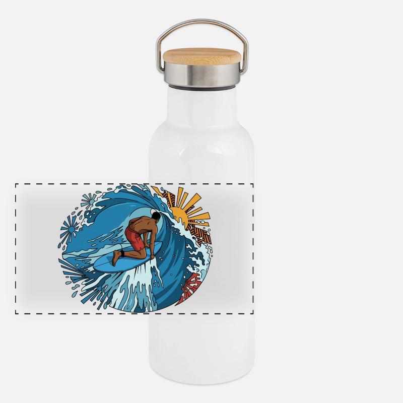 Surfeur Cirkel Surfkunst Gourde isotherme avec bouchon en bambou
