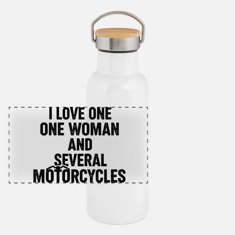 A Woman and Several Motorcycles: Biker Humor Panoramic Thermal Bottle with Bamboo Lid