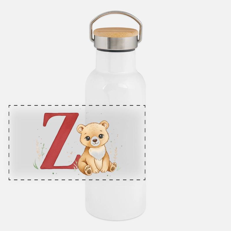 Z-Bärchen: Großes Z mit Bärchen Panorama Thermosflasche mit Bambusdeckel