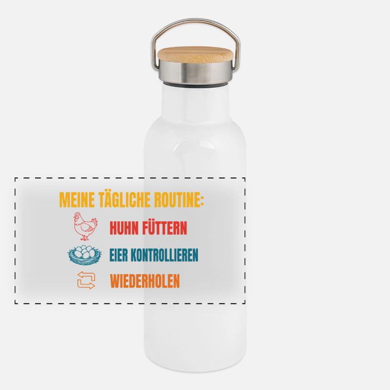 Meine tägliche Huhn-Routine Panorama Thermosflasche mit Bambusdeckel