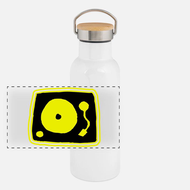Plattenspieler Panorama Thermosflasche mit Bambusdeckel