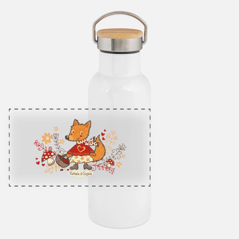 Fuchs auf Beerensuche Panorama Thermosflasche mit Bambusdeckel