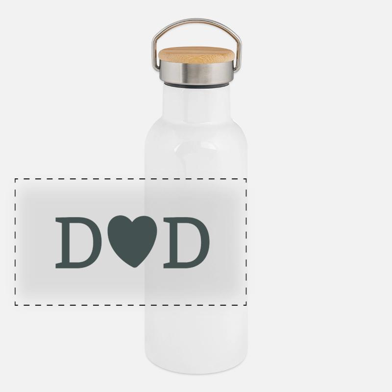 DAD Herz D Monogramm Panorama Thermosflasche mit Bambusdeckel