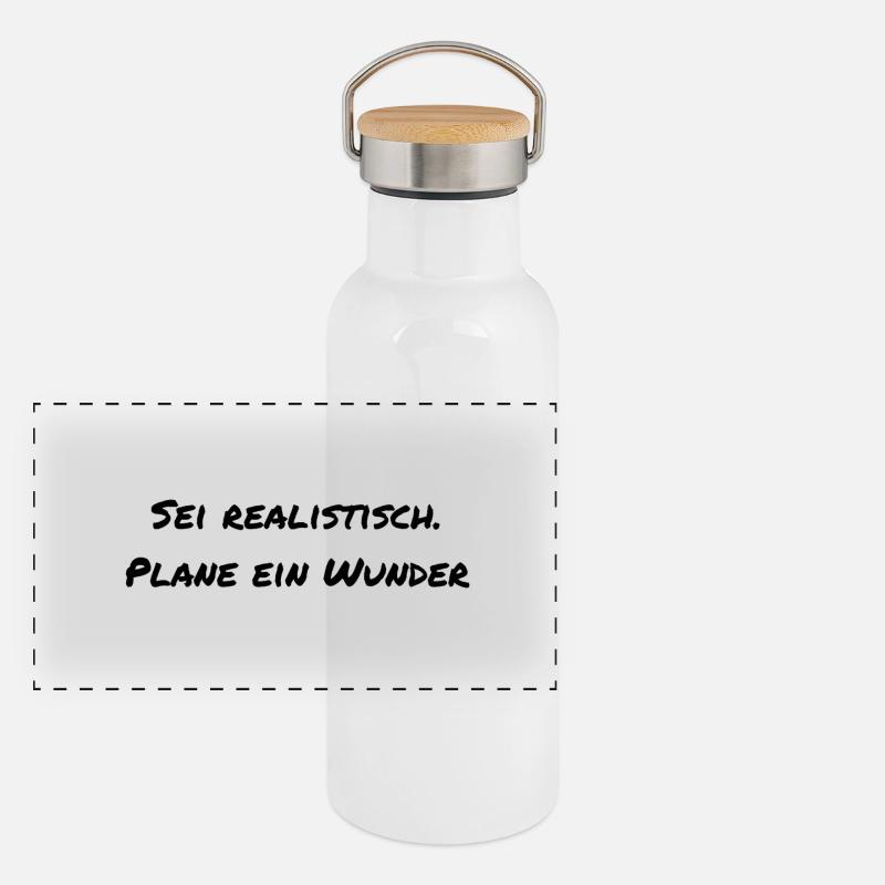 Saying Motivation - Panoramic Thermal Bottle with Bamboo Lid - white