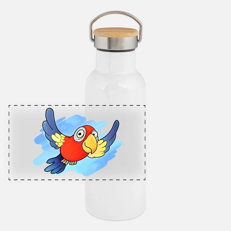 Perroquet (Ciel) Gourde isotherme avec bouchon en bambou