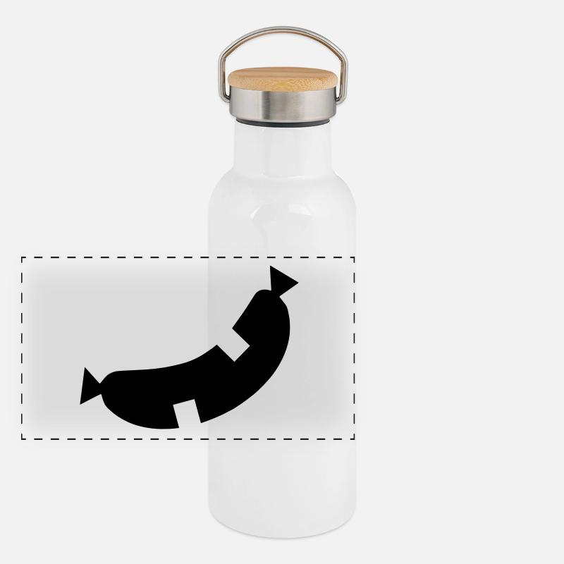Glückliche Wurst Panorama Thermosflasche mit Bambusdeckel