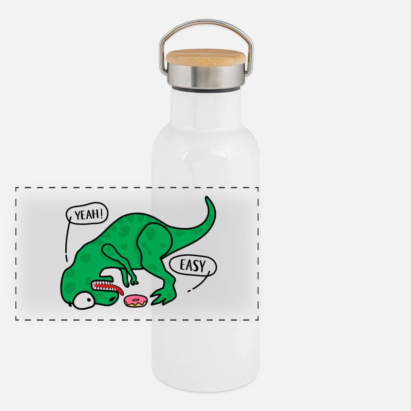 T-REX essayant de manger un T-shirt Donuts Gourde isotherme avec bouchon en bambou