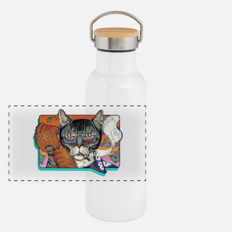 Cat criminalité Gourde isotherme avec bouchon en bambou