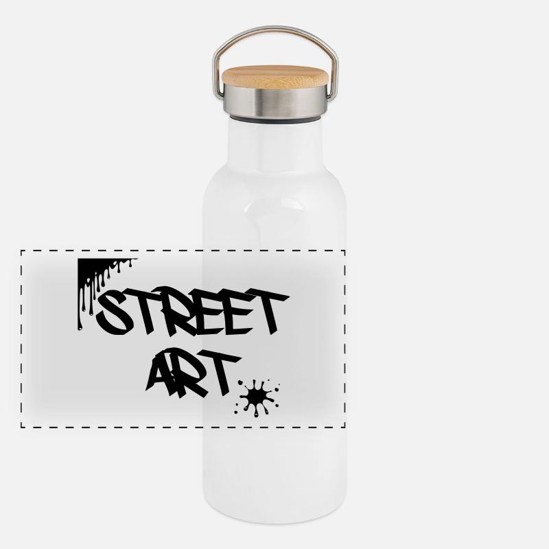 Straßenkunst Panorama Thermosflasche mit Bambusdeckel