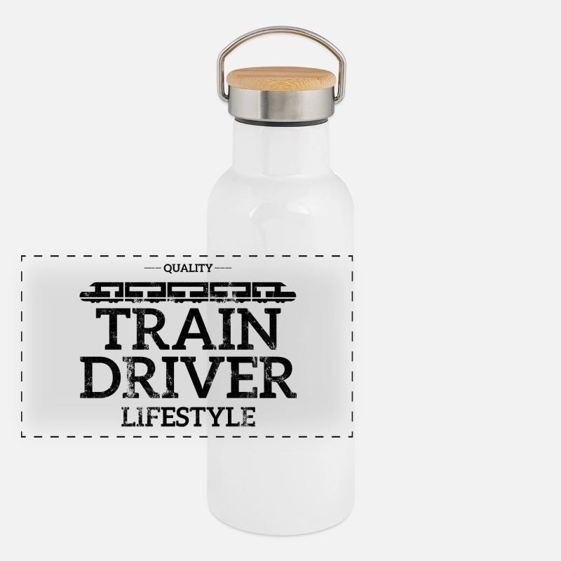 Train driver, train conductor, railway, subway, ICE, train Panoramic Thermal Bottle with Bamboo Lid