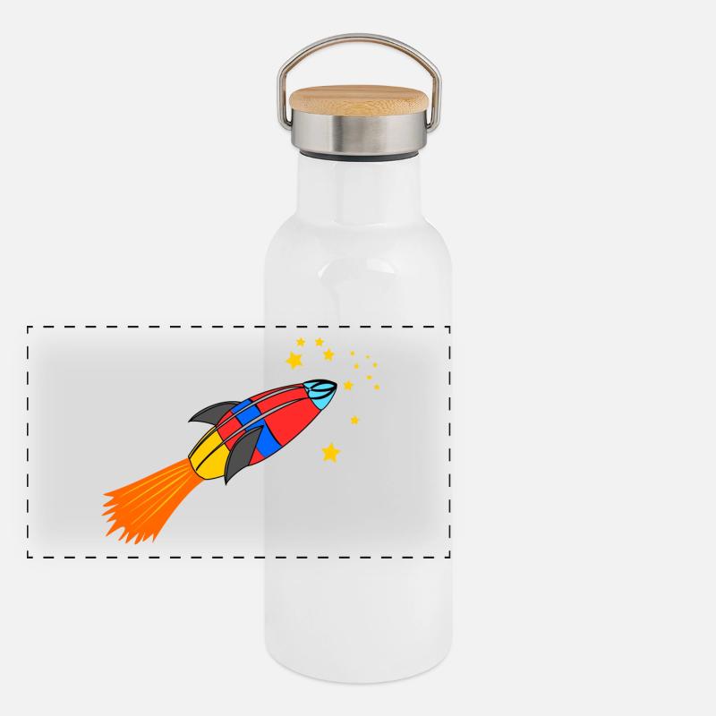 rakete Panorama Thermosflasche mit Bambusdeckel