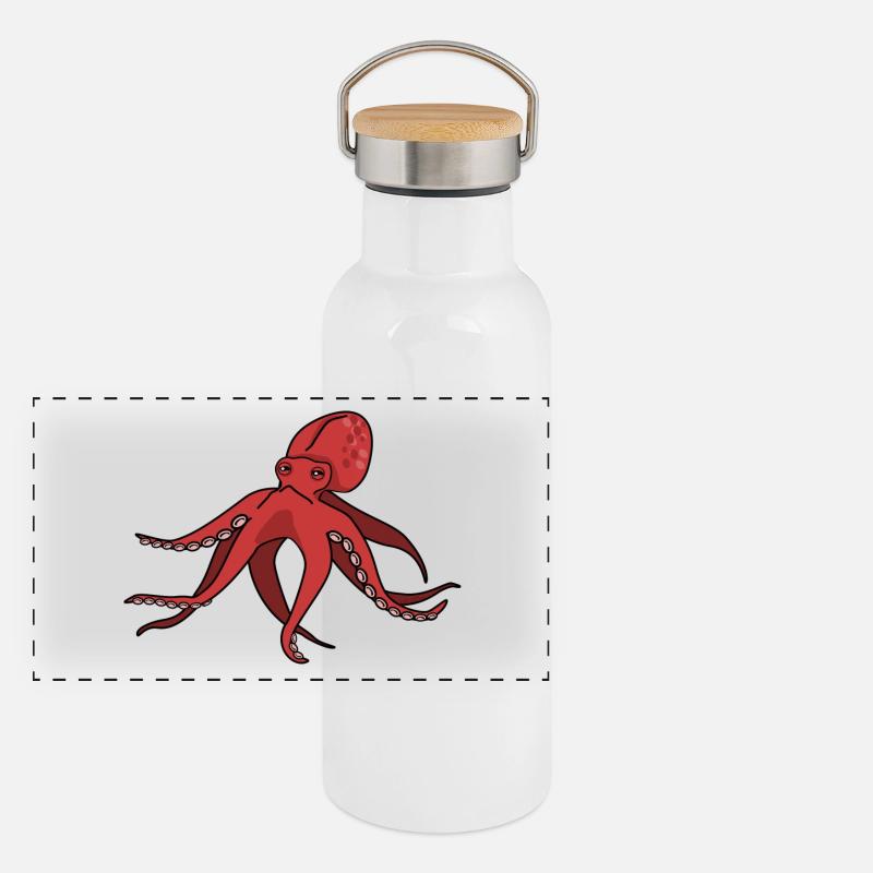 squid giant octopus octopus octopus squid sepia fish Panoramic Thermal Bottle with Bamboo Lid