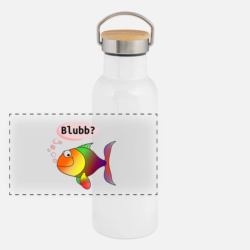 Fisch: Blubb? Panorama Thermosflasche mit Bambusdeckel