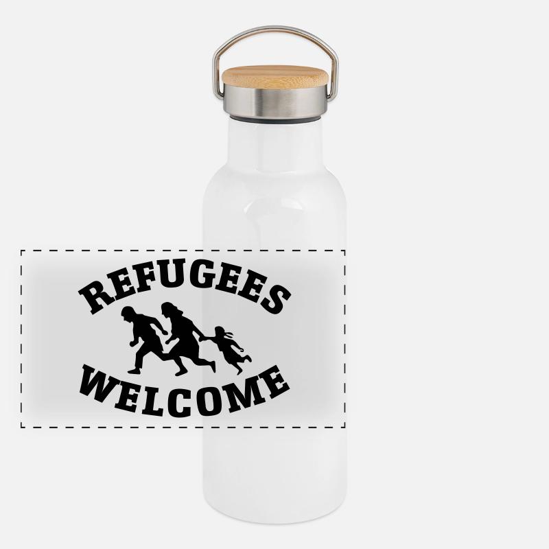 refugees flüchtlinge Panorama Thermosflasche mit Bambusdeckel