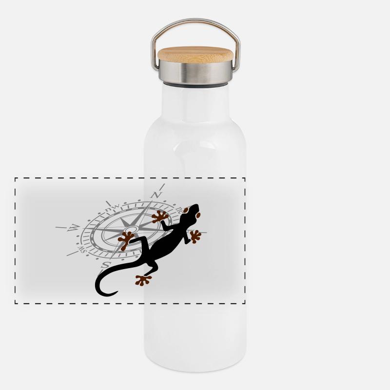 Gecko Panorama Thermosflasche mit Bambusdeckel