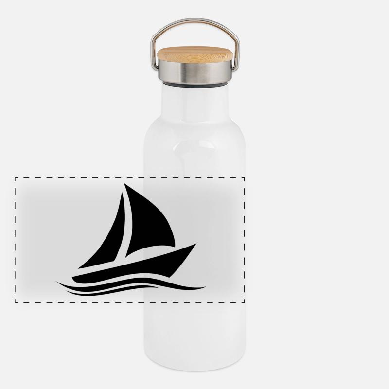 Segelboot Panorama Thermosflasche mit Bambusdeckel