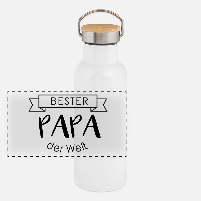 Bester PAPA der Welt Panorama Thermosflasche mit Bambusdeckel