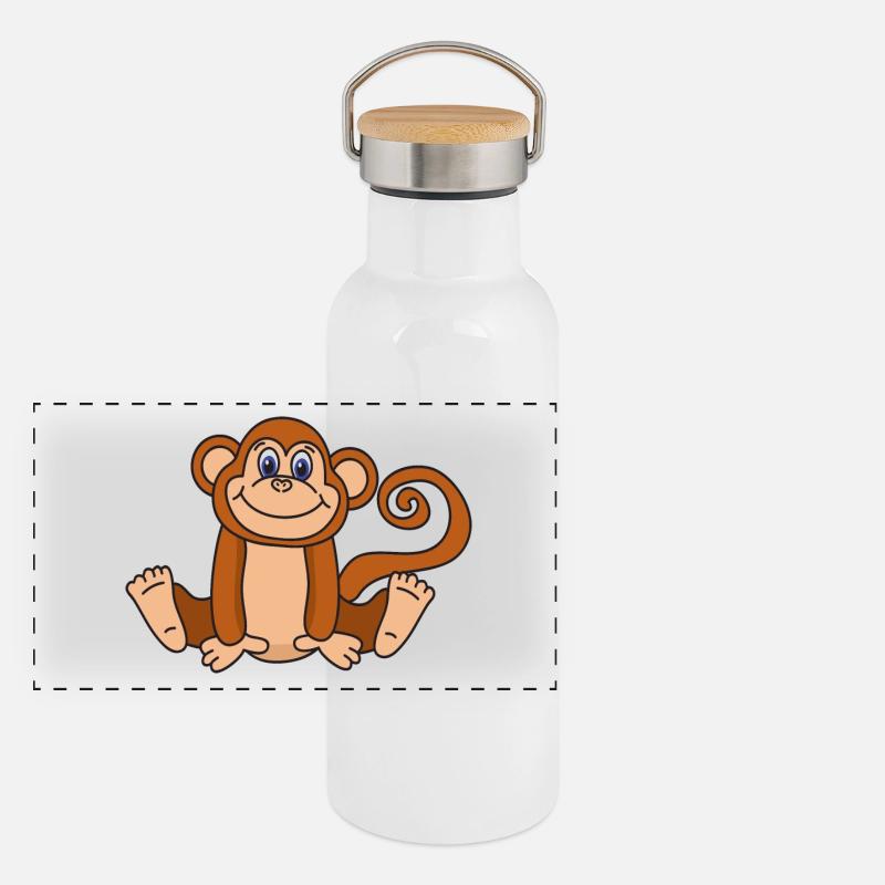 Affe Panorama Thermosflasche mit Bambusdeckel