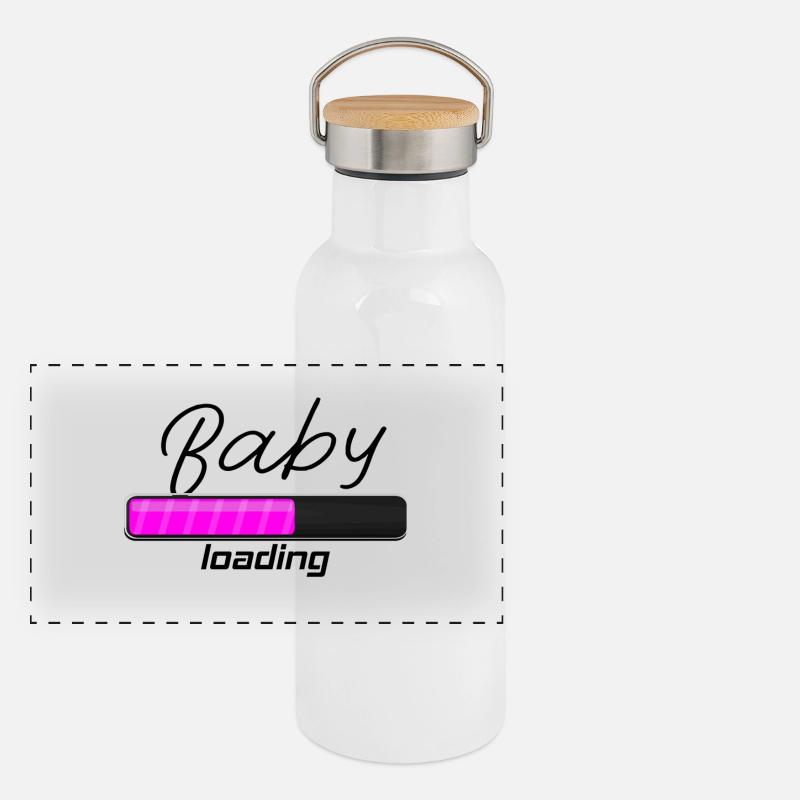 Baby loading - Bébé en route ! Grossesse Gourde isotherme avec bouchon en bambou