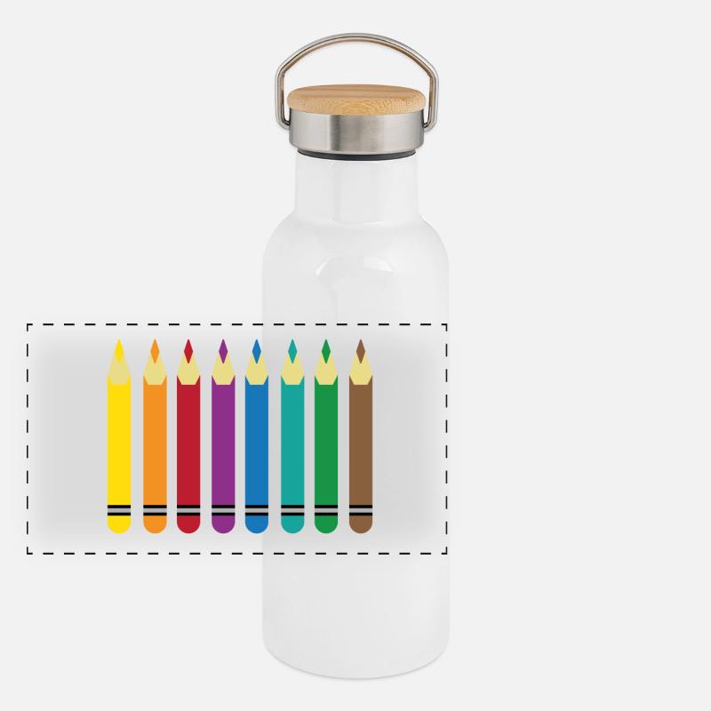 colored pencils Panoramic Thermal Bottle with Bamboo Lid