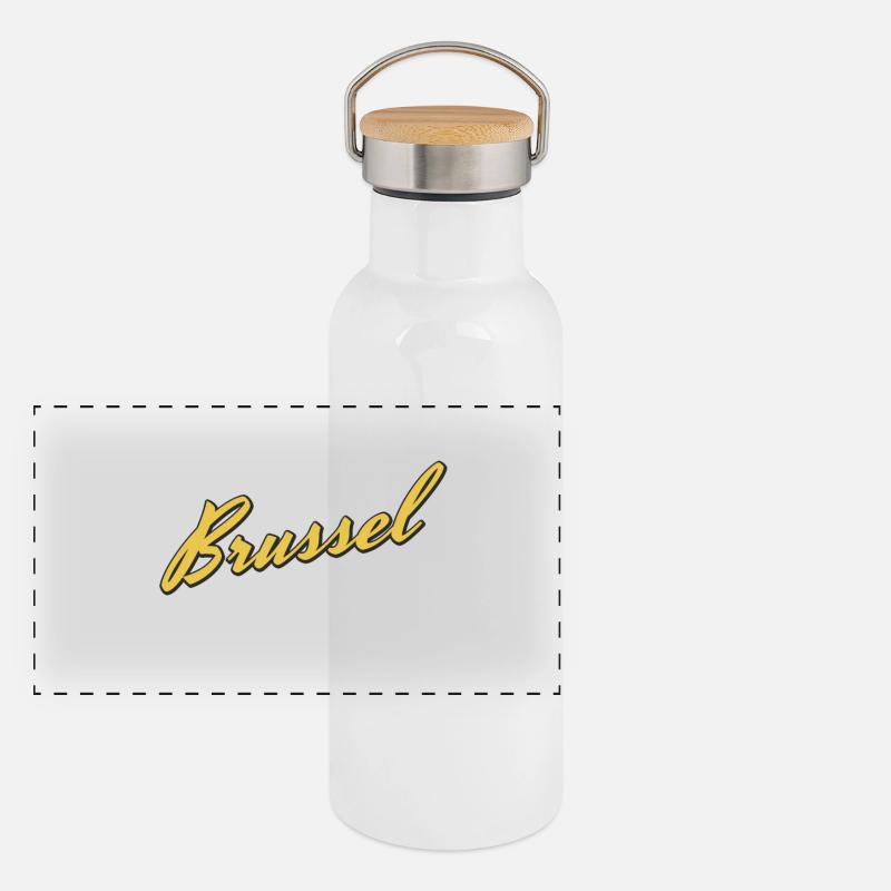 Brussel Panorama Thermosflasche mit Bambusdeckel