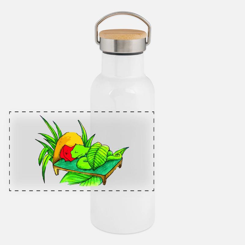 Worm sleeps From the children's book Panoramic Thermal Bottle with Bamboo Lid