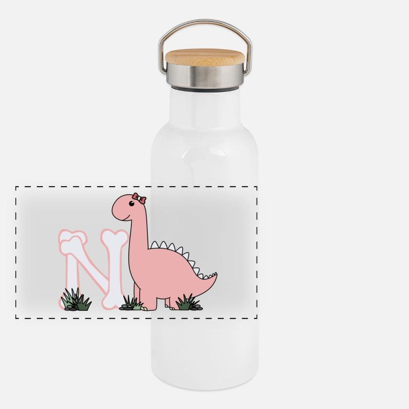 Buchstabe N Panorama Thermosflasche mit Bambusdeckel