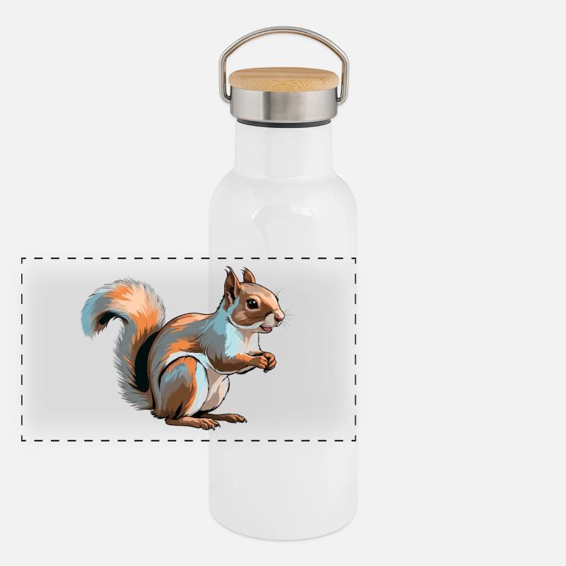 Squirrel - Cute Animals Panoramic Thermal Bottle with Bamboo Lid