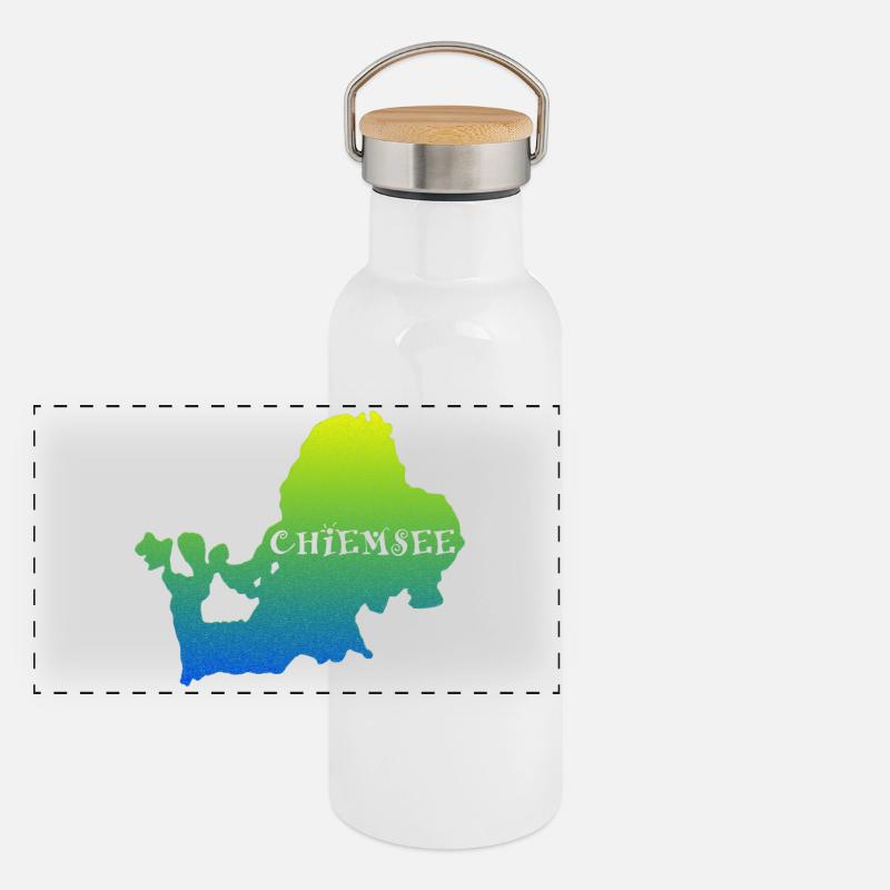 bayerischer See Silhouette Panorama Thermosflasche mit Bambusdeckel