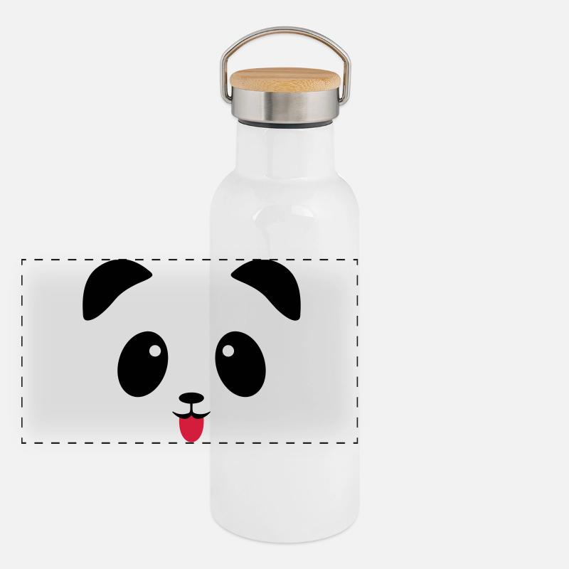 Langue de visage de panda Gourde isotherme avec bouchon en bambou
