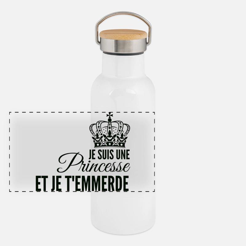 Princesse affirmée et rebelle Gourde isotherme avec bouchon en bambou