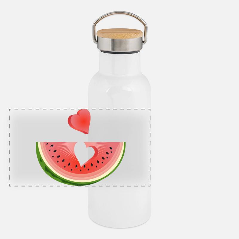 Morceau de pastèque avec cœur Gourde isotherme avec bouchon en bambou
