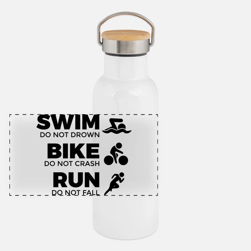 Zitat Triathlet Panorama Thermosflasche mit Bambusdeckel