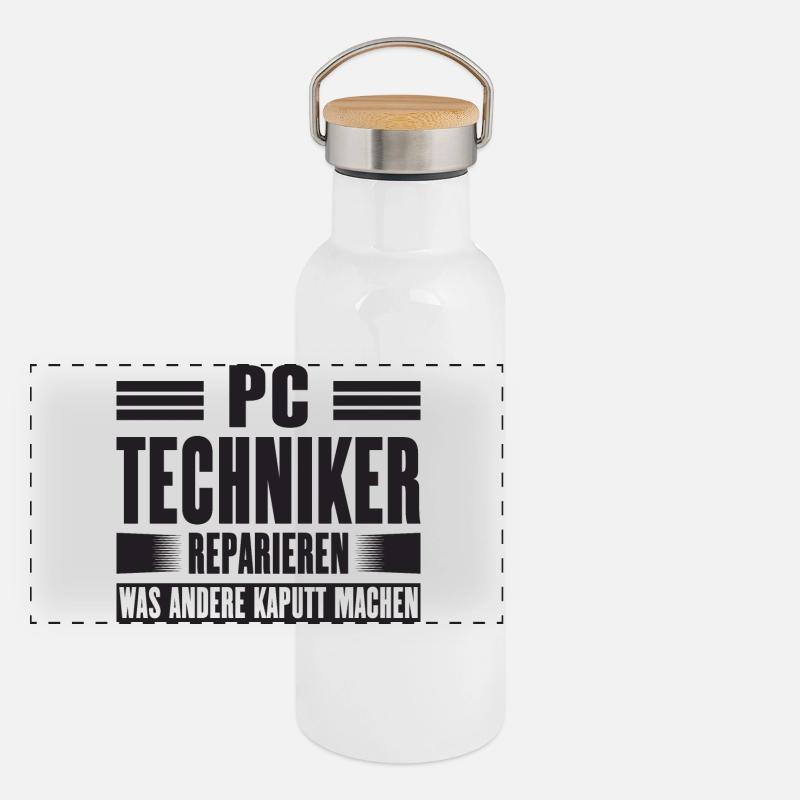Service Technician Support Solution Quote Service PC Panoramic Thermal Bottle with Bamboo Lid