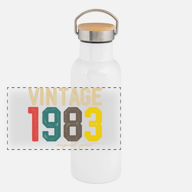 Vintage 1983 Original Print Panoramic Thermal Bottle with Bamboo Lid