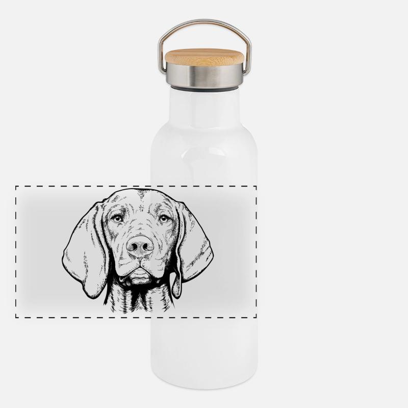 Magyar Viszla Kurzhaar 01 sw Panorama Thermosflasche mit Bambusdeckel